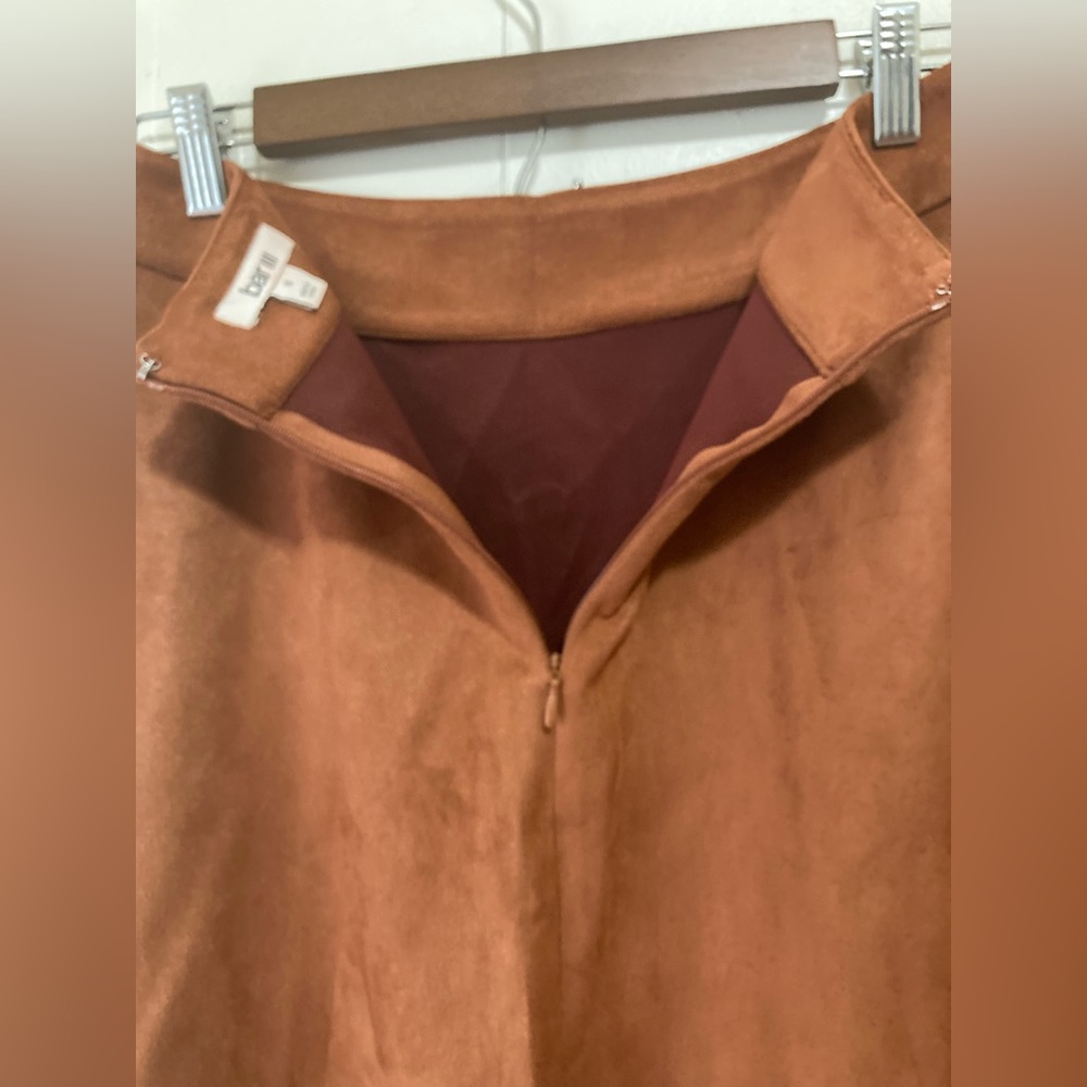 Bar lll Suade Dark Clay A Line High Rise Mini Skirt Size 0 - Picture 12 of 13